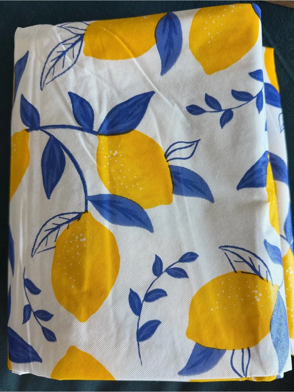Lemon Print Table Runner coth - Yellow & Blue